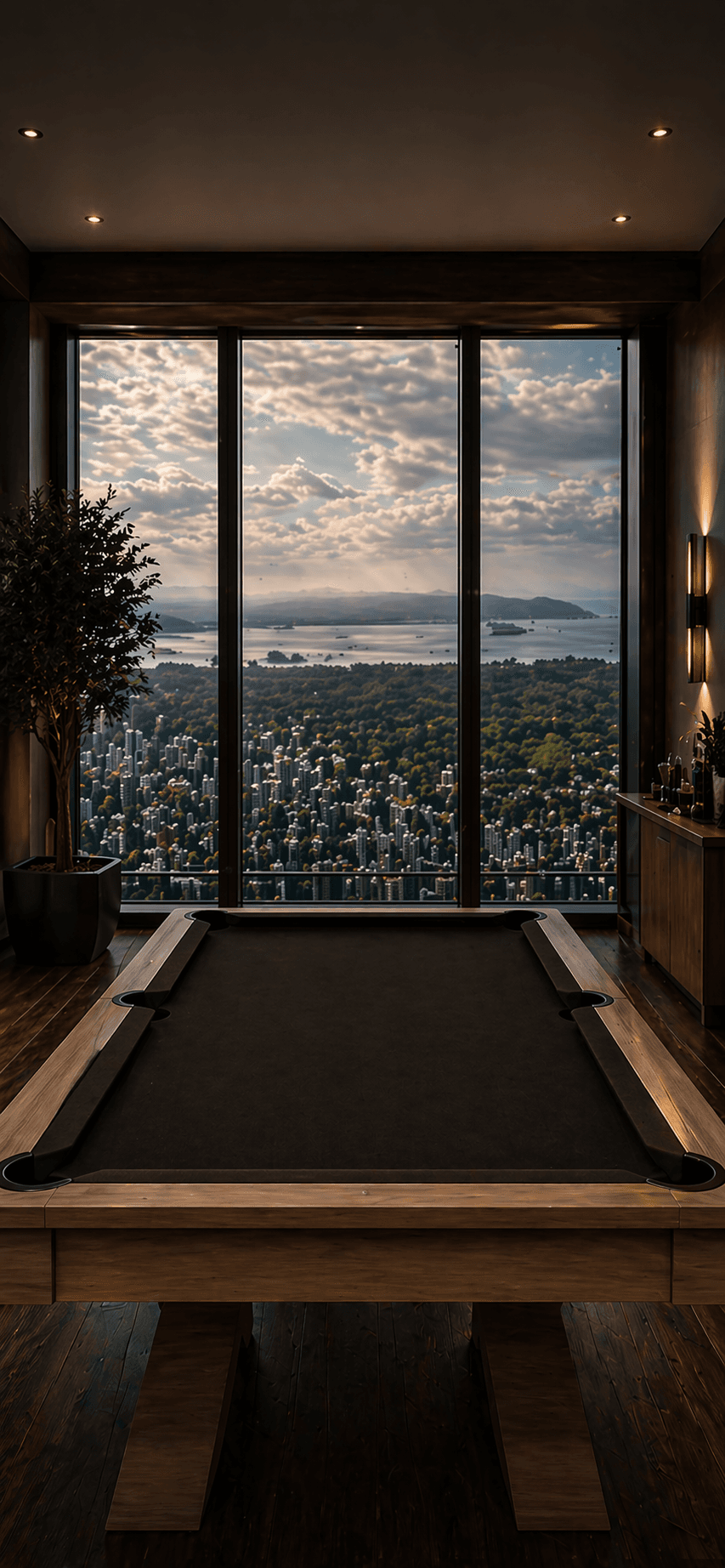 Modern billiards room on mobile